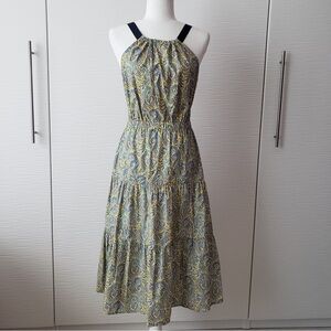 ANTONIO MELANI Blue and Yellow Paisley Midi Dress